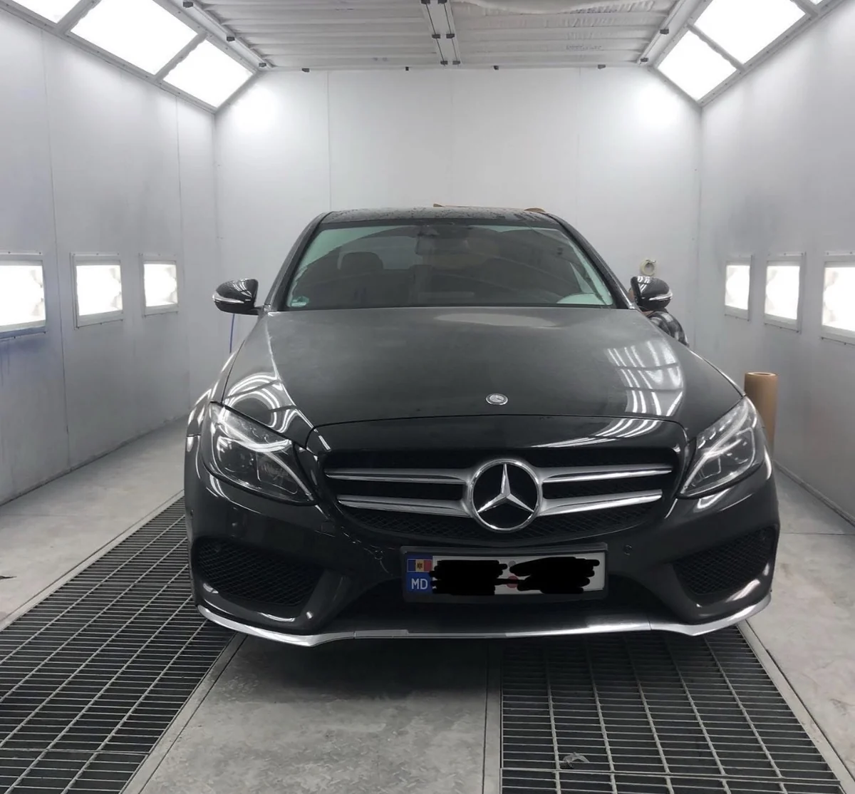 Mercedes in the paint booth